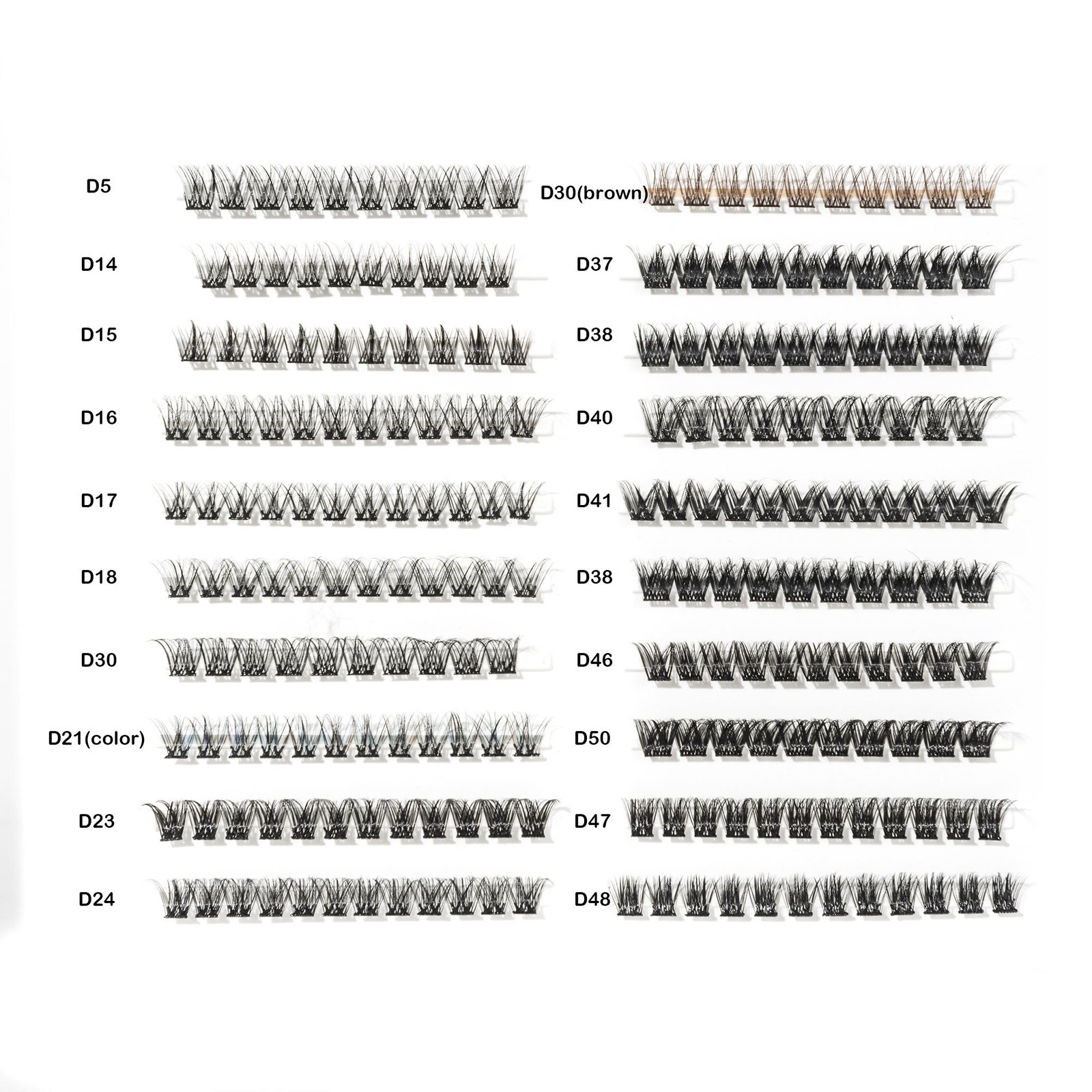 Customizable style options/continuously updated... Eyelash Style Sample
