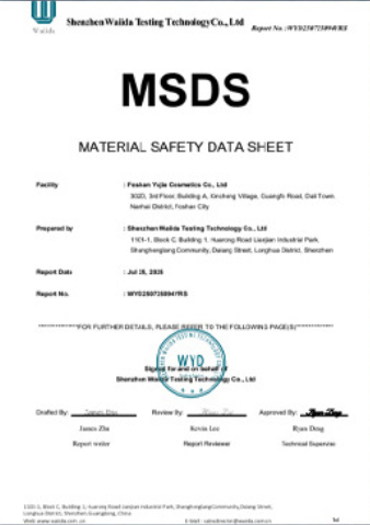 MSDS Material Safety Data Sheet certificate